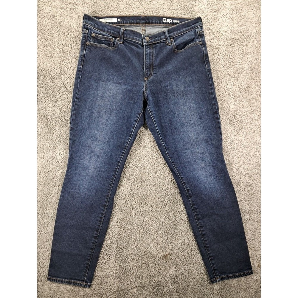 Gap 1969 Jeans Mens Sz 32S Authentic True Skinny Denim Blue Stretch Distressed - Picture 2 of 11